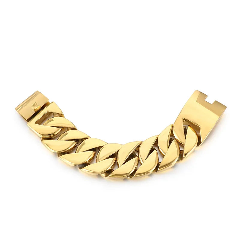 S&S European American Hip-Hop Fashion Coarse Cuban Chain Necklace Men Women 316L Stainless Steel Bracelet
