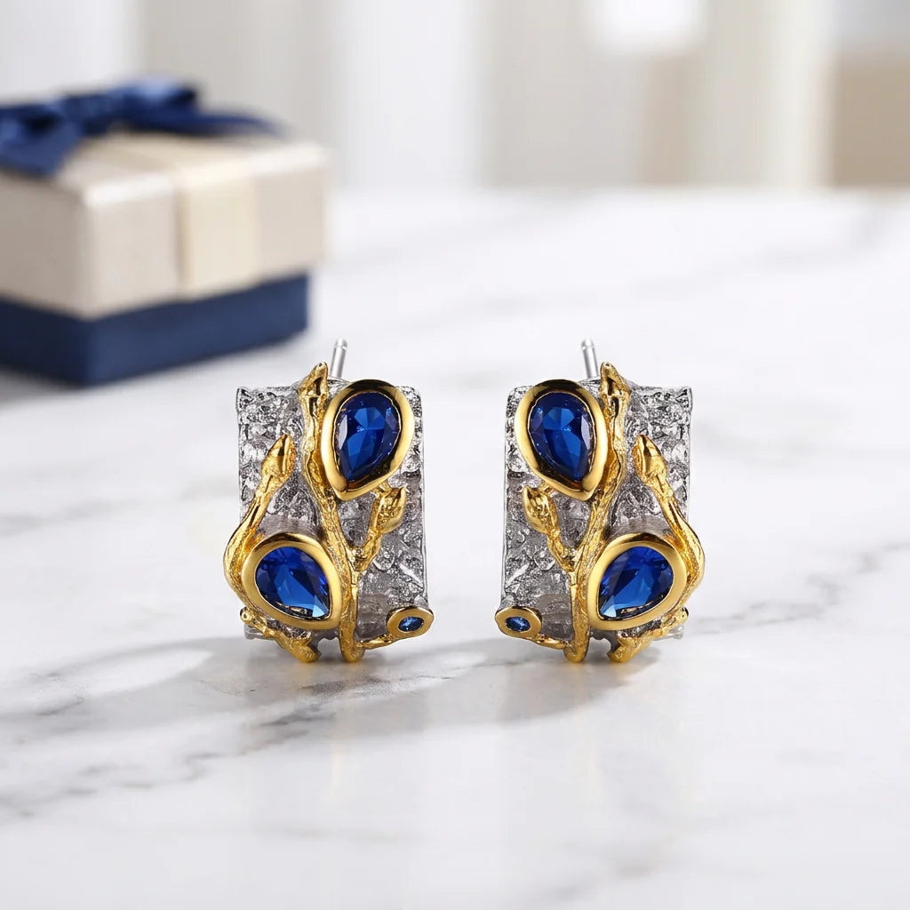 Factory Handmade Blue Spinel 925 Sterling Silver Clip-on Earrings