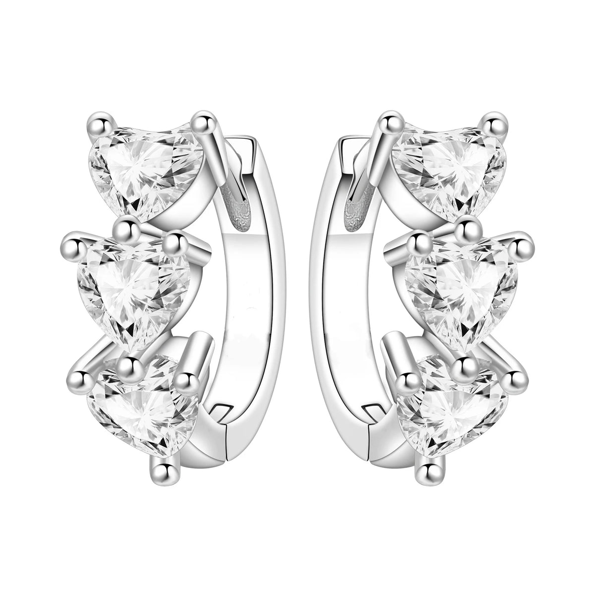 REDheart Fashion Love Heart Copper Silver Plated Drop Earrings Colorful Heart Shape Zircon Hoop Earrings Fine Jewelry for Women
