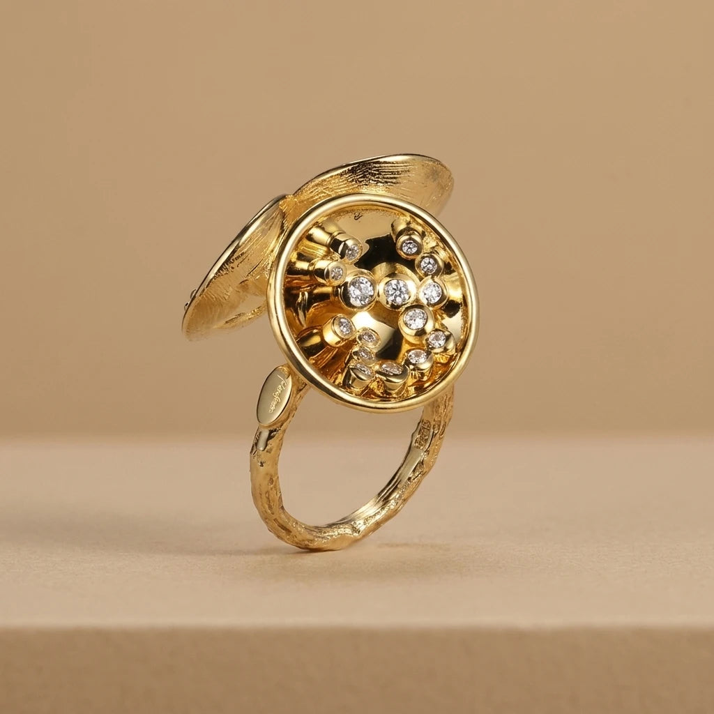 Wholesale Handmade Gold Plated 925 Sterling Silver Ring with White Rhinestone