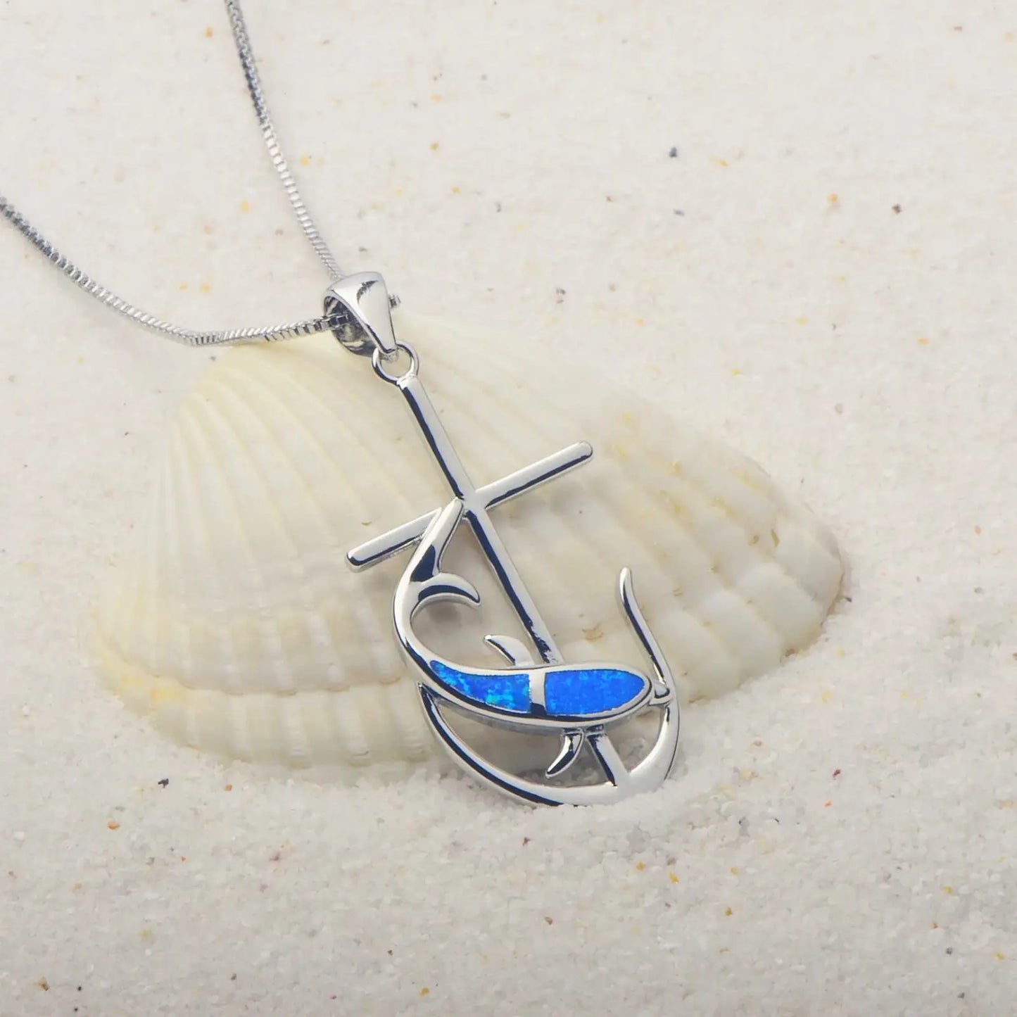 TikTok INS Wind Hawaii Beach Explosion Brass Opal Anchor Dolphin Necklace Cute Style Children's Wholesale Inlaid Charms