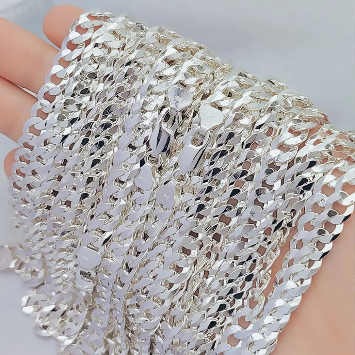 BiG-BOSS Cadena 925 Sterling Silver Italy Fine Chain Necklaces Link Box Rope Figaro Snake Curb Cuban Bulk Jewelry for Women