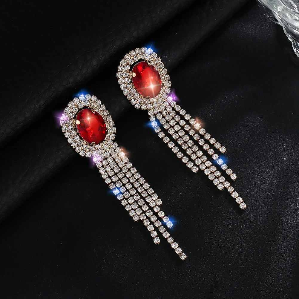 Classic Colorful Crystal Jewelry Micro Pave CZ Stones Sparkling Brass Earrings for Women for Parties and Gifts