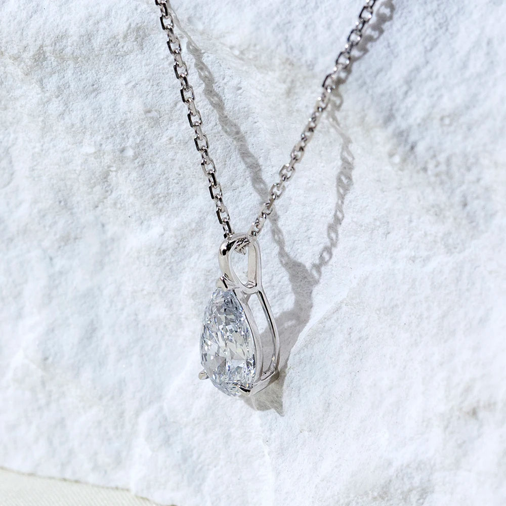 Gemfiori MSN-952 9k with 1ct Pear Cut Diamond Pendant Necklace for Woman Custom Jewelry Valentine's Gift for Girlfriend Good Price
