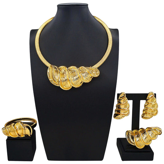 Zhuerrui Nigerian 18k Gold Plated Jewelry Set Brazil Gold Designer Wedding Jewellery Set Fashion Necklaces Jewelry SetsHK031522