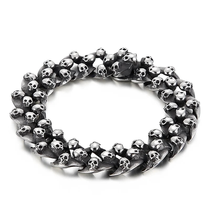 KALEN Punk Fine Jewelry Fashion Bracelets Men Multiple Style Chain Stainless Steel Skull Links Bracelet