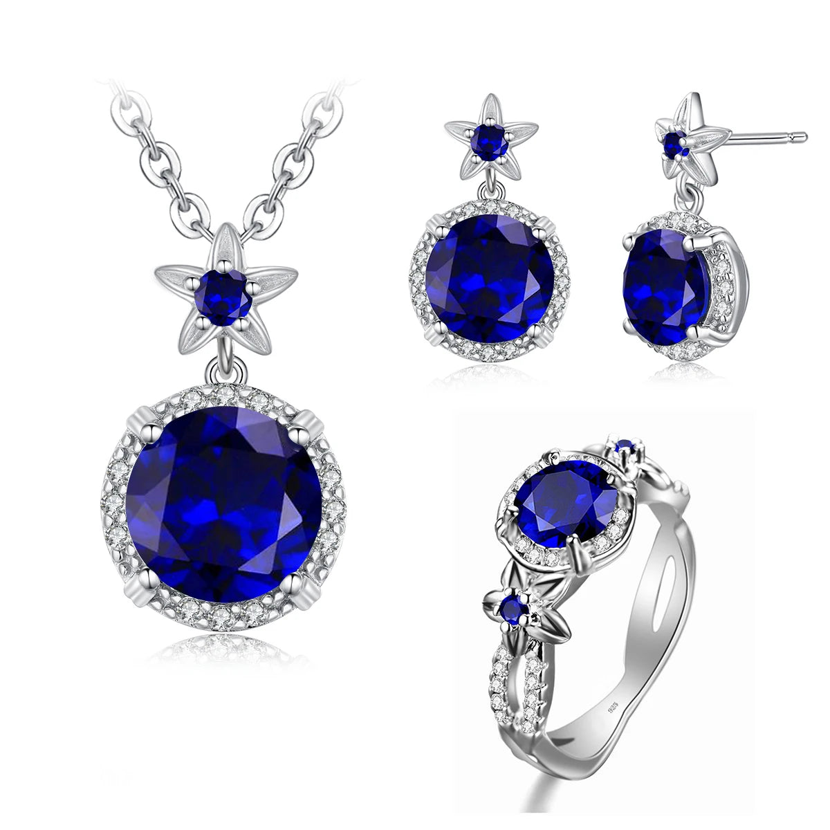 Szjinao Vintage Jewelry Manufacturer Women's Boho Flower Earrings and Pendant Set 925 Sterling Silver Emerald Engagement Style