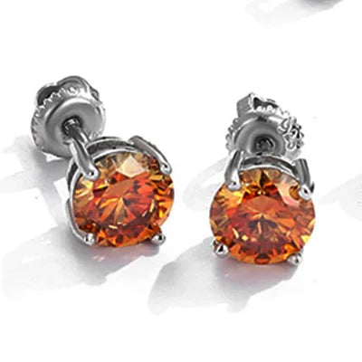 ArtistA Factory Multi-Carat Round Brilliant Moissanite Martini-Set S925 Silver Sleek Sophistication Gender-Fluid Solitaire Stud Earrings