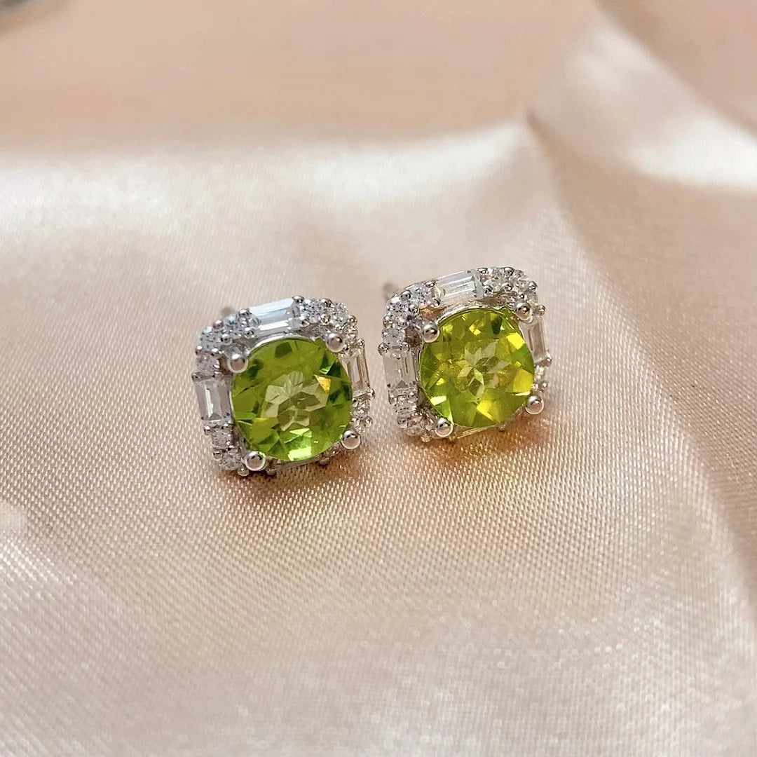 REDheart Factory 925 Sterling Silver Natural Peridot Minimalist Jewelry Set Fashion Bridal Custom Luxury Fine Party Gift