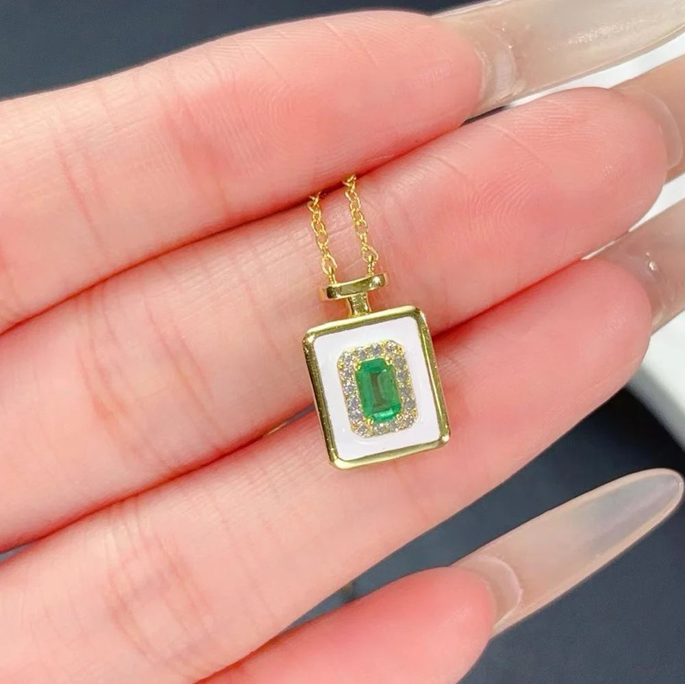 Gioiellieri Hot Popular Vintage 925 Silver Emerald Fashion Classic Style Rose Gold Plated China Oval Cut Pendant Gift