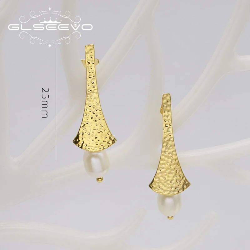 Natural Freshwater Pearl Earrings 18k Gold Plated Simple Baroque Irregular Vintage Earrings for Women