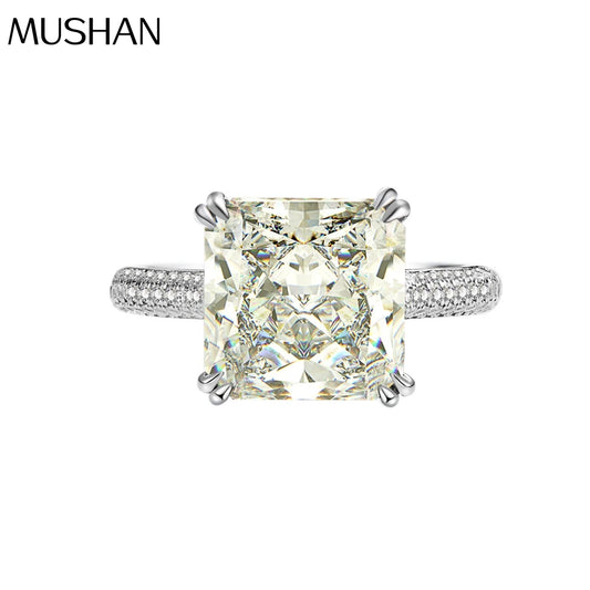 MuShan Jewelry Factory 10 Carat High Carbon Diamond Padma 10 * 10 Ruby Ring Pure Silver Redion Ice Flower Cut Diamond Ring