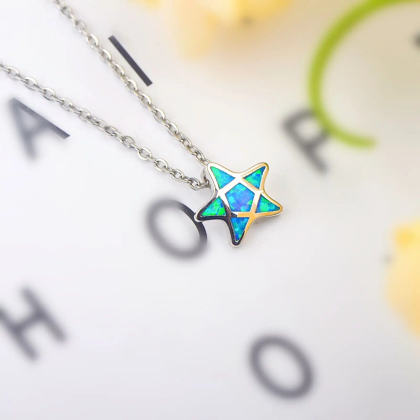 Aobao Ocean Series Opal Collar Chain Hawaiian Blue Tiny Starfish Pendant Women's Opal Fashion Jewelry Wholesale