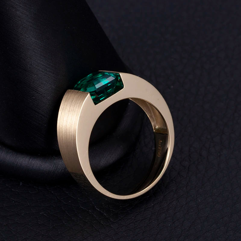 Gemfiori Messi Gems Custom Jewelry MSR-813 18K Yellow Gold Lab Created Emerald Fine Jewelry Rings