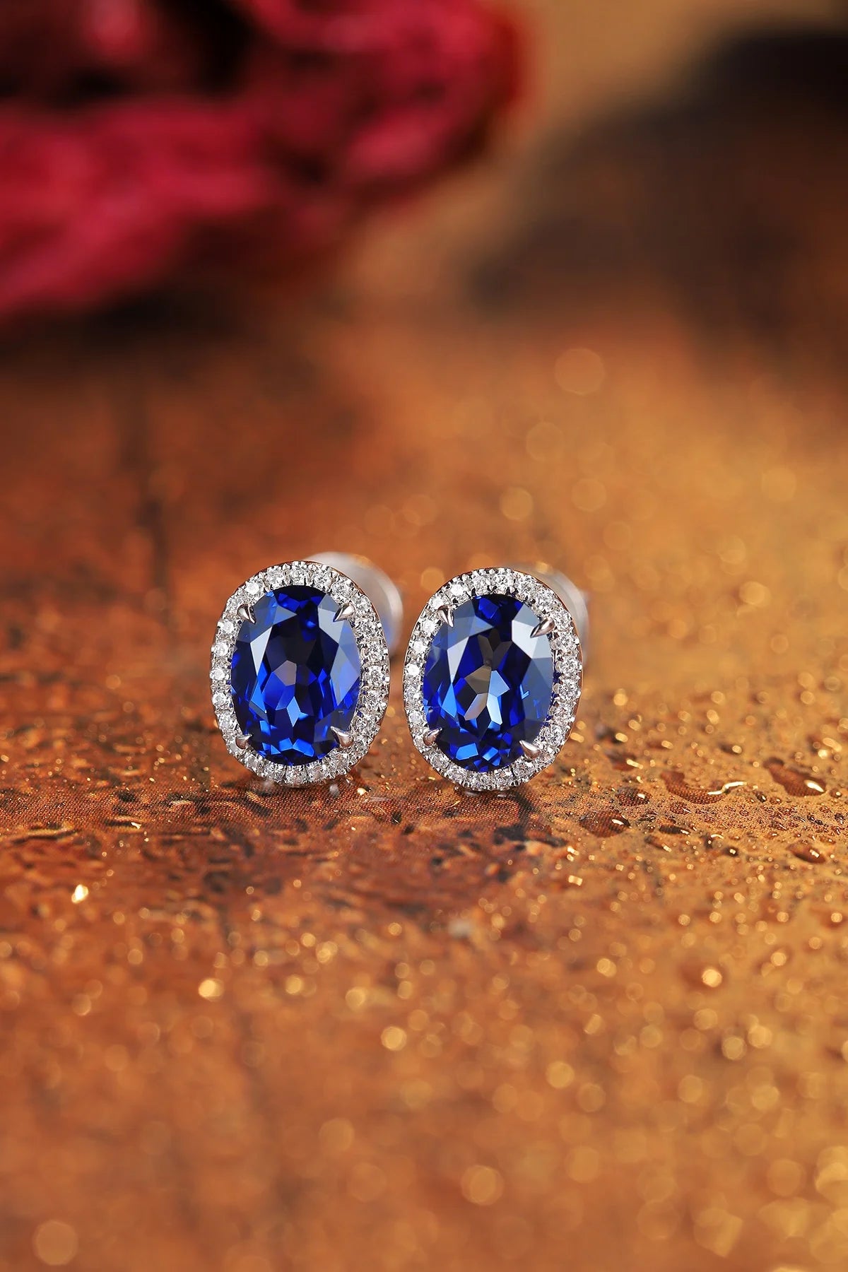 Gemfiori S925 Silver Lab-Grown Diamond Oval Cut Sapphire Trendy Drop Earrings for Wedding & Party