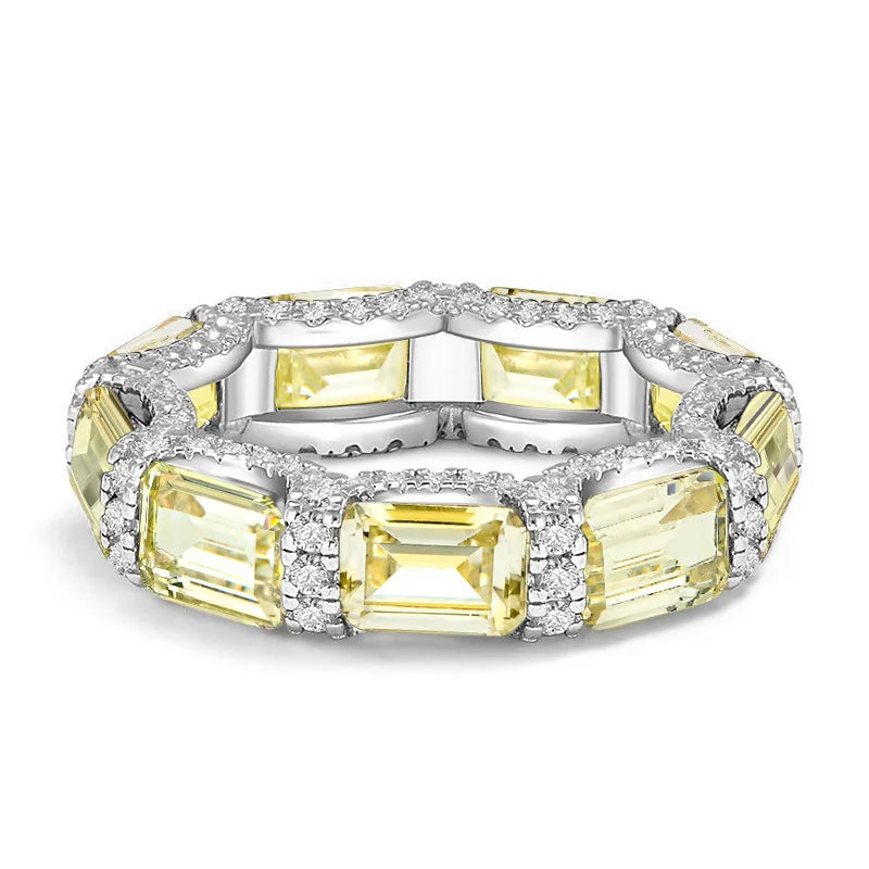 MuShan Jewelry Factory New Emerald Lined Ring S925 Pure Silver Ring Female Niche Design Silver High Carbon Diamond Jewelry