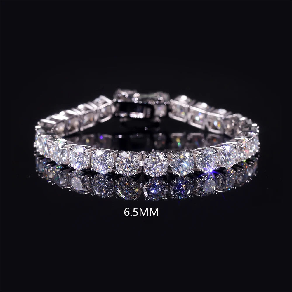 Gemfiori Iced Out D Color VVS 925 Sterling Silver 2MM 3MM 4MM 5MM 6.5MM Moissanite Diamond Necklace Tennis Chain for Men Women