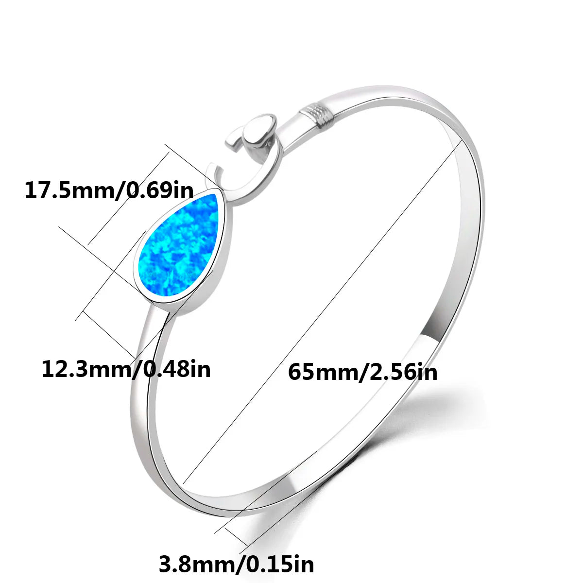 Shimmering Blue Opal Teardrop Bracelet - Minimalist Silver Jewelry for Daily Chic