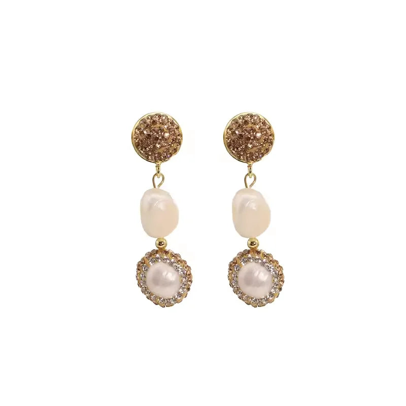 GLSEEVO Natural Freshwater Baroque Bordered Earrings Korean Style Women Luxury Jewelry Fashion Ladies and Girls Gift