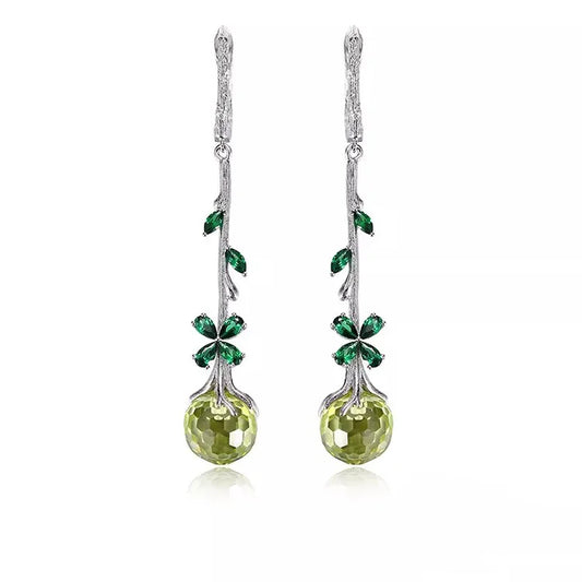 Green Zircon 925 Sterling Silver Classic Earrings for Women with Rhodium Plated Wedding & Party Gift
