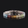 Gemfiori U03 Abiding Colored Natural Gemstone Oval Cut 4x6MM 7IN 10.7g 925 Sterling Silver Garnet Citrine Peridot Topaz Tennis Bracelet