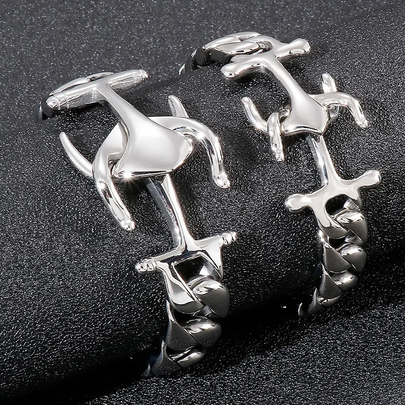 VIKING Mens Anchor Stainless Steel Charm Bracelet – Trendy Silver