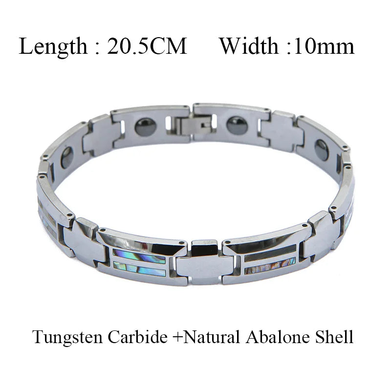 Luxury Hypoallergenic Black Ceramic Natural Blue Opal Bracelets for Men and Women Charm Bangles Tungsten Carbide Jewelry