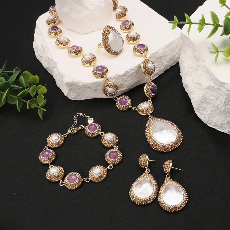 GLSEEVO 18K Gold Plated Natural Freshwater Pearl Jewellery Sets — Luxury Bridal & Wedding Collection