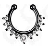 S&S Stainless Steel Crystal Septum Nose Hoop Ring | Clip-On | 5 Designs