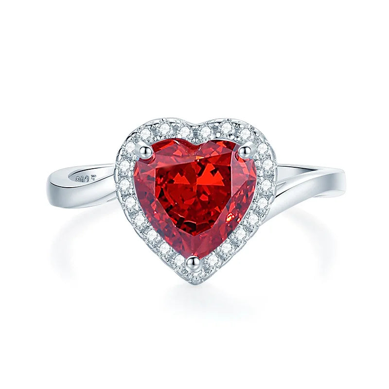 Wholesale Custom 925 Sterling Silver Ruby Rings Women Anniversary Wedding Red 5A 8A Zirconia Rings Jewelry Supplier Manufacturer