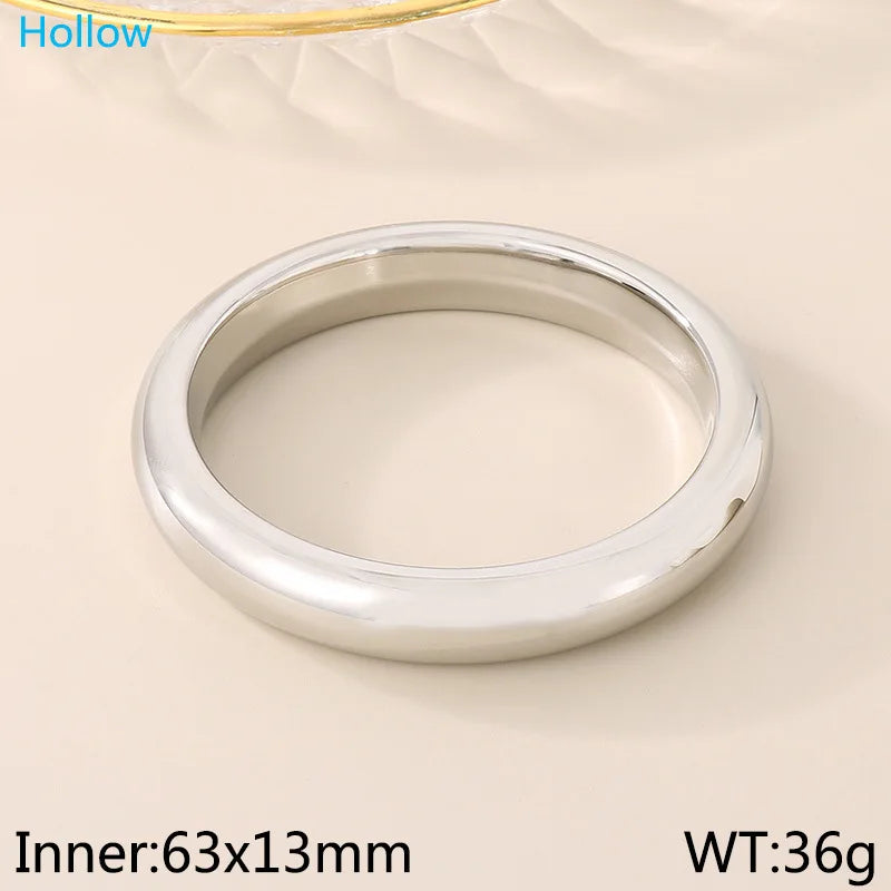 REBEL 18K Gold Plated 13mm Wide Fashion Bracelet Exaggerated Circle Smooth Hollow 18K Gold Plated Jewelry Bangles
