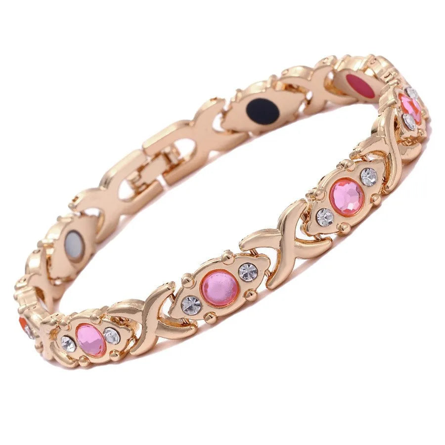 Euro-American Cross-border Hot-selling Magnetic Bracelet Stylish Luxury Lucky Clover Design Kevlar Natural Stone Single-Row