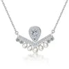 ArtistA S925 Silver Pear Zirconia Pearl Jewelry Set Ring Earrings Necklace Rhodium Plated Fine Women Wedding Jewelry