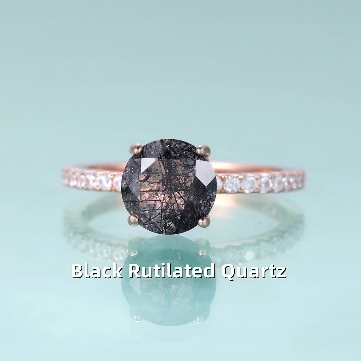 Gemfiori KH001 Abiding Jewelry Manufacturer Big Stone Round 8MM Natural Gemstone 925 Sterling Silver Women Engagement Wedding Rings