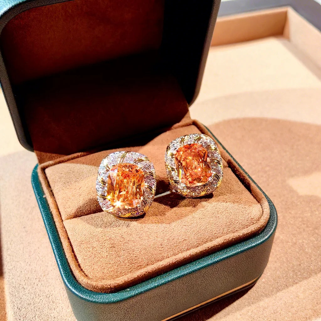 S&S Silver Plated Zircon Romantic Jewellery Set | Red & Champagne