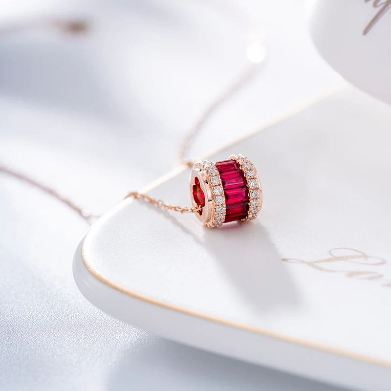 Gemfiori Whole Sale Custom Made Jewelry 18k Real Gold Natural Stone Ruby Jewellery Necklaces