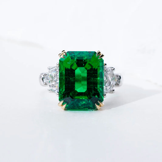 Messi Jewelry Custom Jewelry MSR-2038 Fashion Designed 18k White Gold Lab Grown Emerald Ring