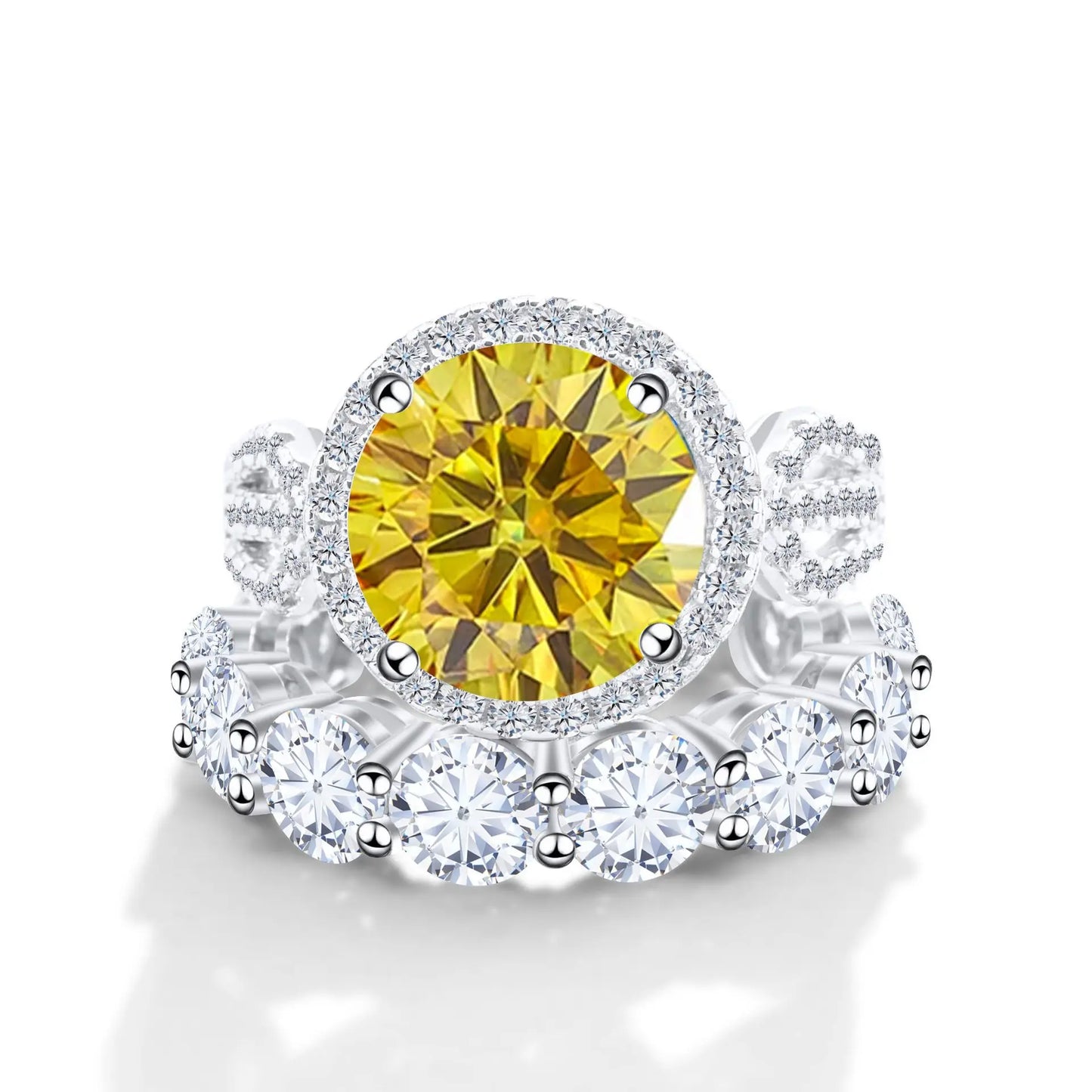 Wholesale Fine Luxury Jewelry Women Red Rings with 12 Carat GRA Certificate Big diamond Moissanite 925 Sterling Silver Ring Sets