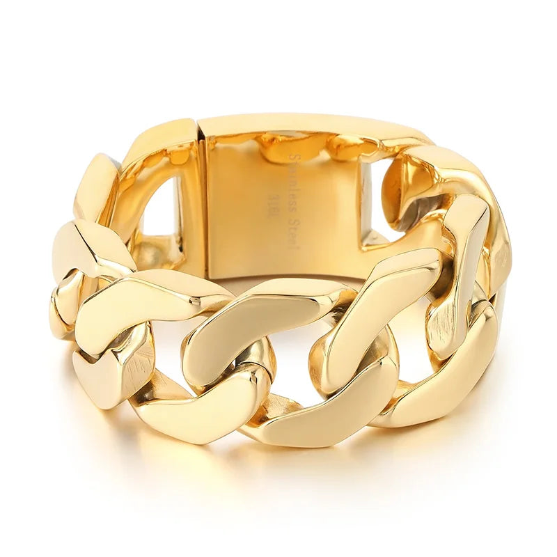 KALEN Bold Vintage Men Hip-Hop Stainless Steel Fashion Jewelry Bracelets Huge Cuban Link Chain Bracelet