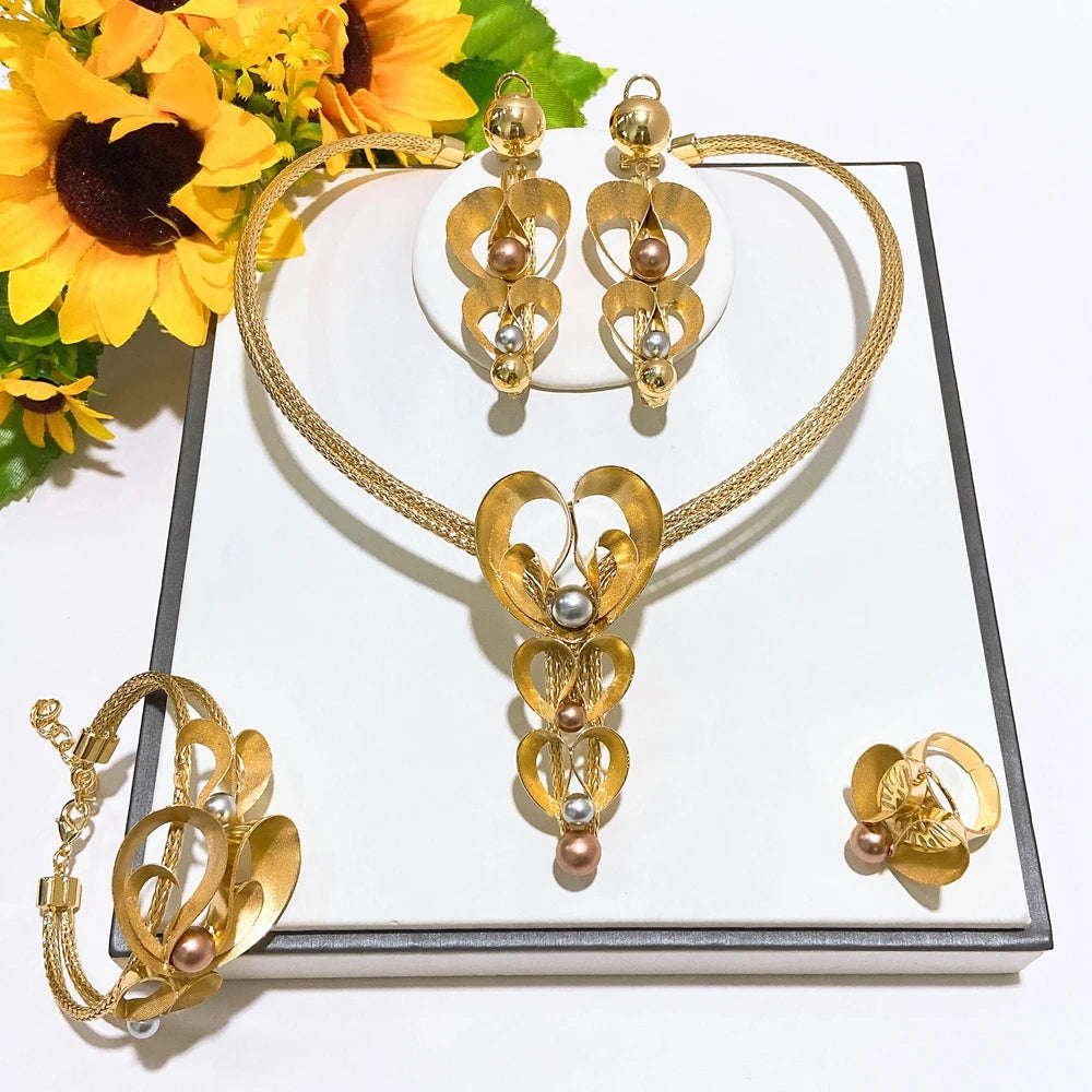 Italian Jewelry Set Alloy Brazilian Jewelry Sets Wedding Party Pendant Necklace Bracelet Ring Earrings Jewelry Set  HS2603625