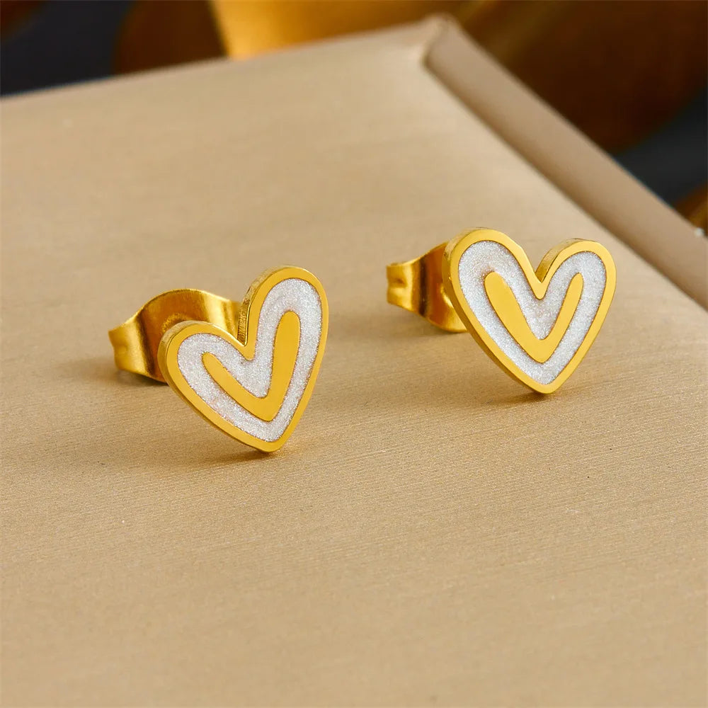 Gold Heart Necklace, Earrings & Bracelet Jewellery Set | Minimalist Luxury Fashion Set