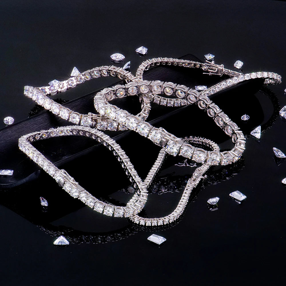 ArtistA Hip Hop Solid 925 Sterling Silver Moissanite Jewelry Tennis Chain Link Bracelet in Stock