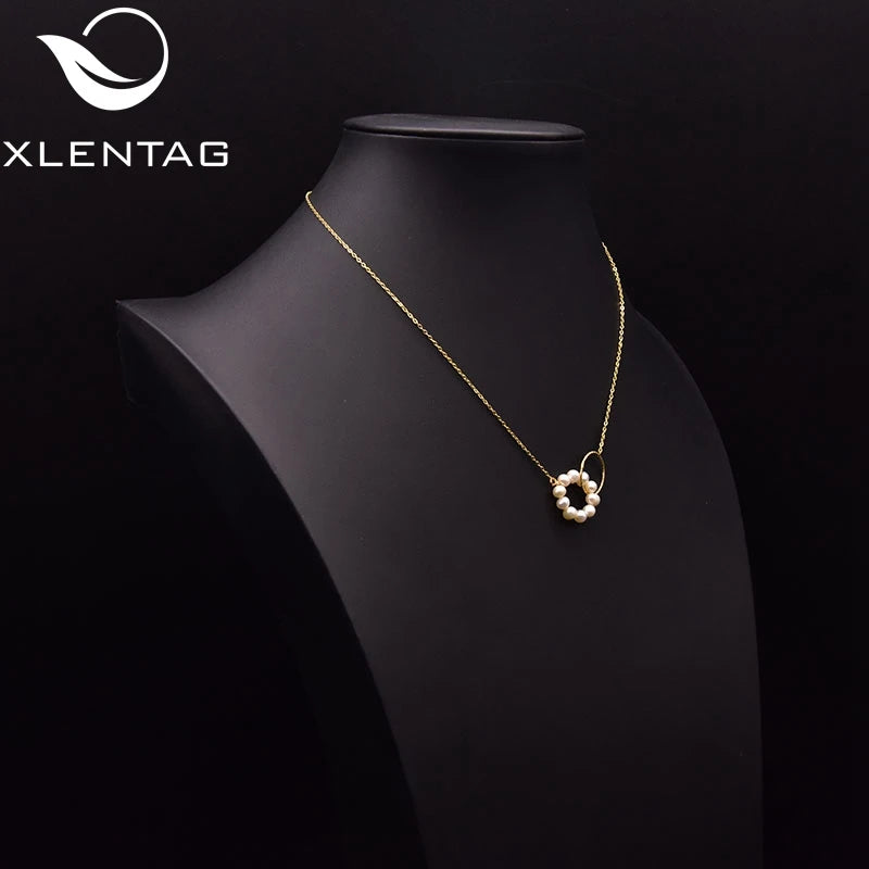 Natural Freshwater Pearl Necklace 925 Sterling Silver Woman Engagement Chain Necklace Fashion Jewelry Accessories