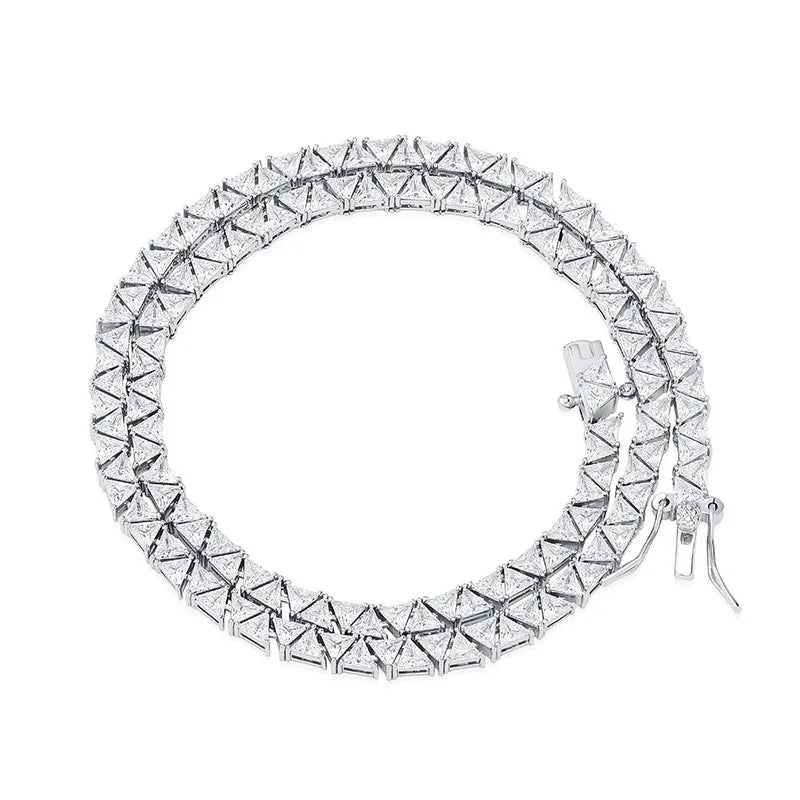 Luxury Bling Jewelry Triangular Zircon Choker Necklace Men Women's Hip Hop Tennis Zirconia CZ Diamond Geometric Chains Trendy