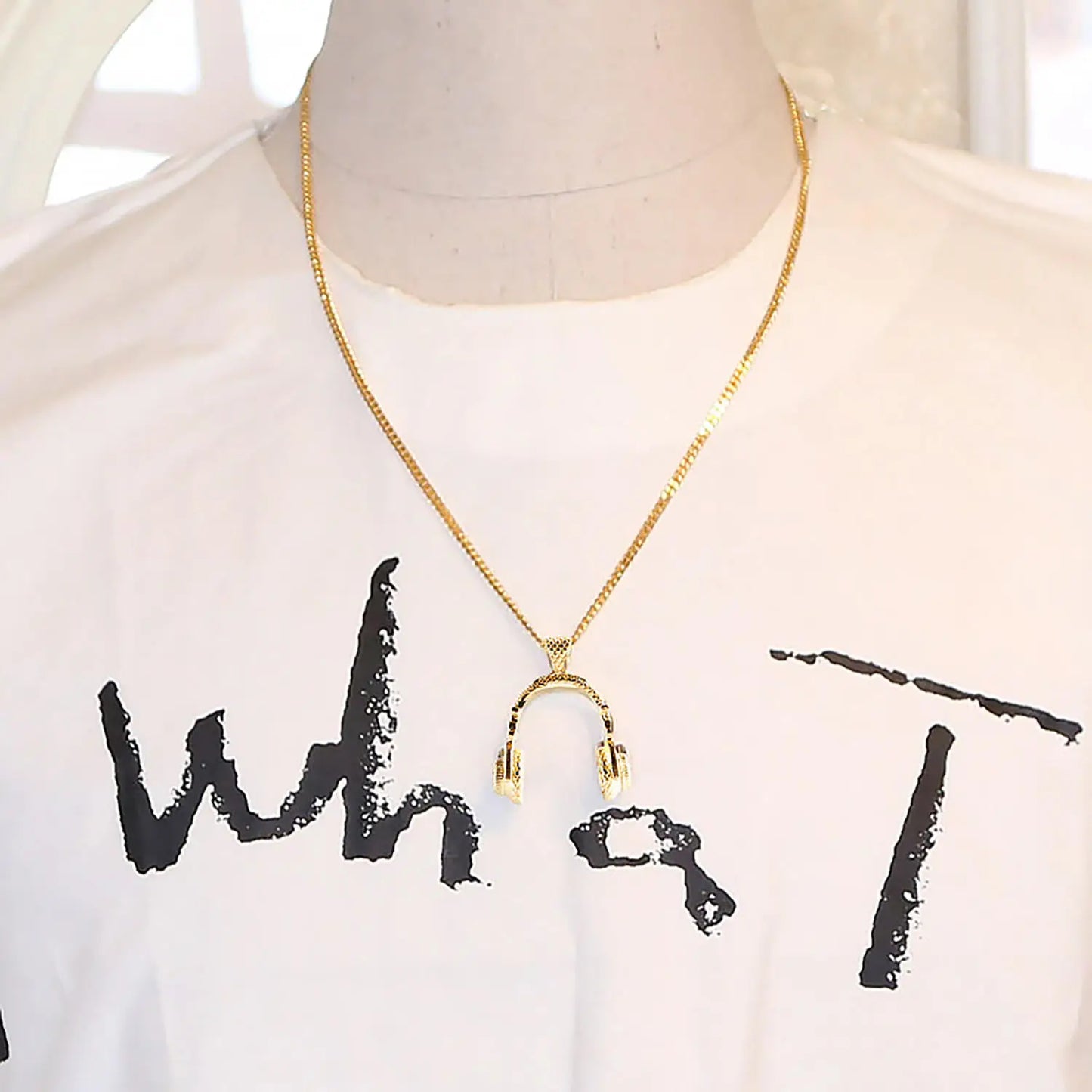 High Quality Custom Hip Hop Headset Design Jewelry Men's Stainless Steel Music Headset Dj Headphone Pendant Necklace