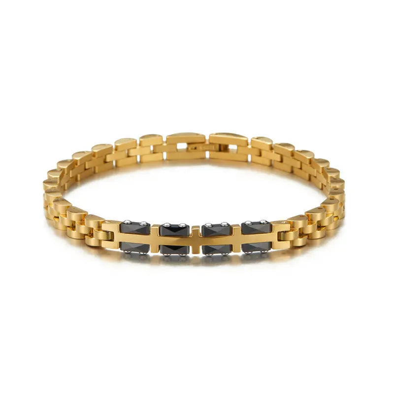 REBEL Anti Tarnished 316L Stainless Steel Fashion Men's Bracelet & Bangle 14K 18K Gold Plated Engravable Bracelet Blanks For Men