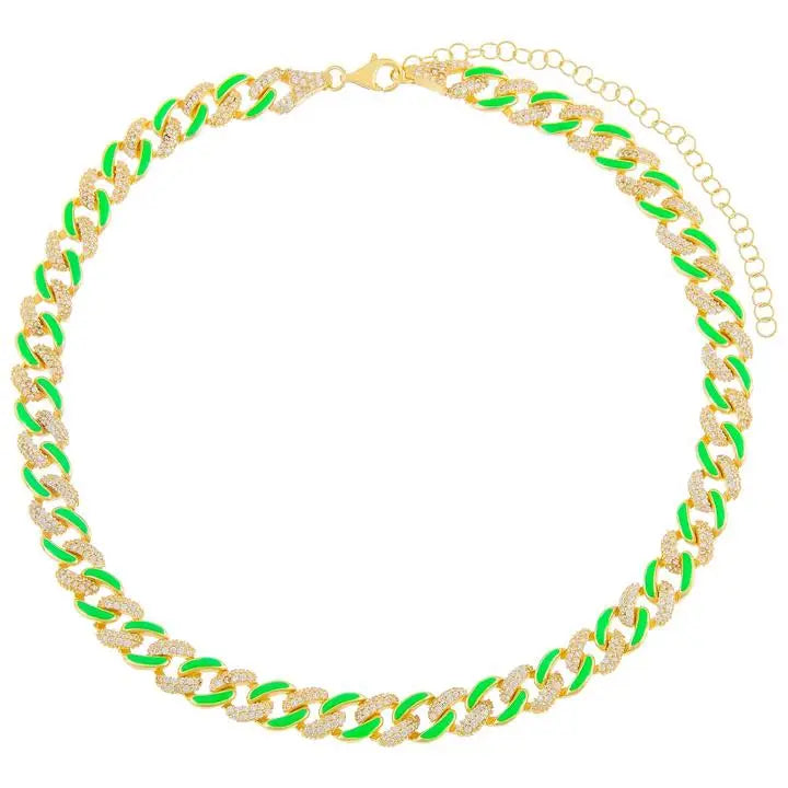 2024 Summer Colorful Jewelry Neon Enamel Cuban Link Chain Anklet for Women