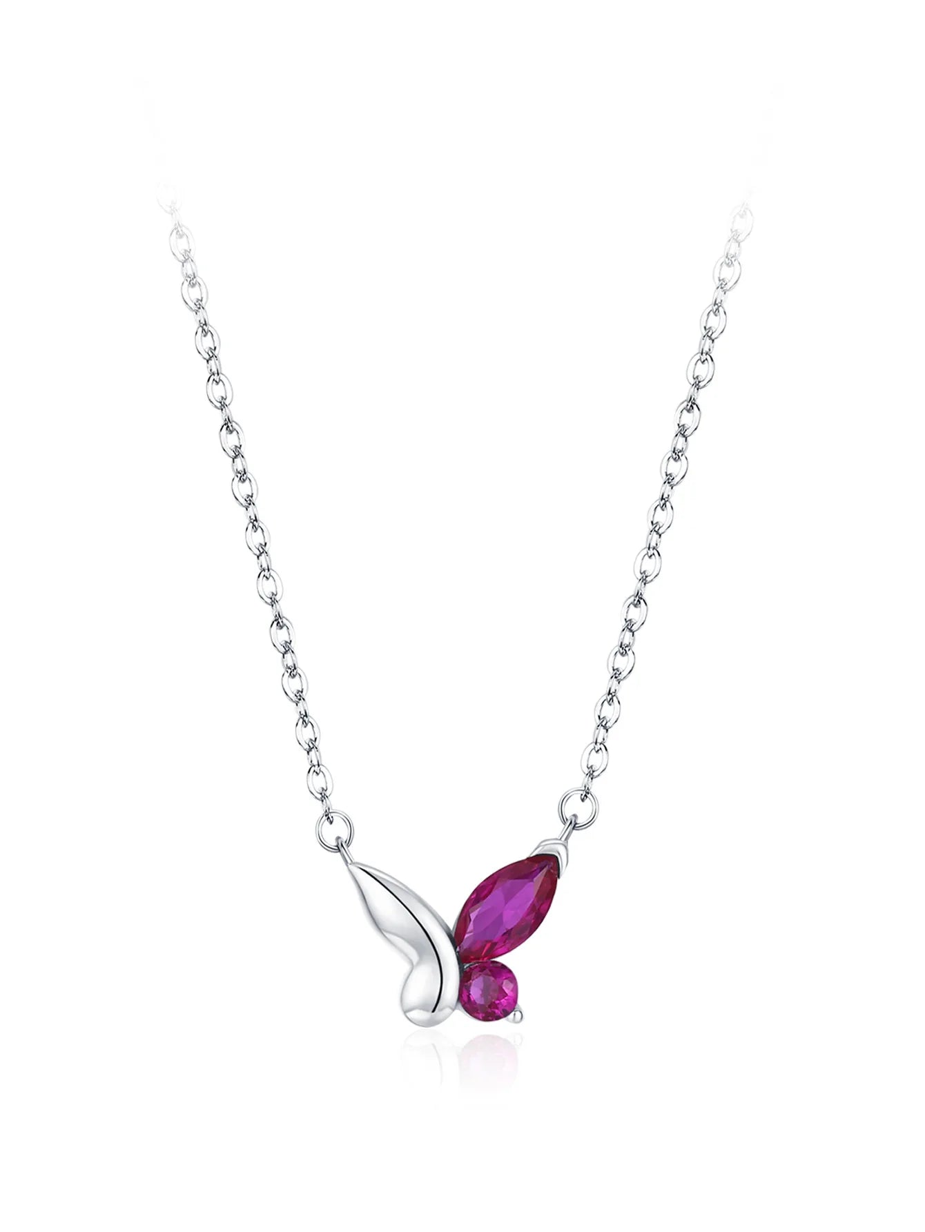 925 Sterling Silver Pink Sweet Romantic Butterfly Necklace Bracelet Set Niche Design Jewelry Gift Set