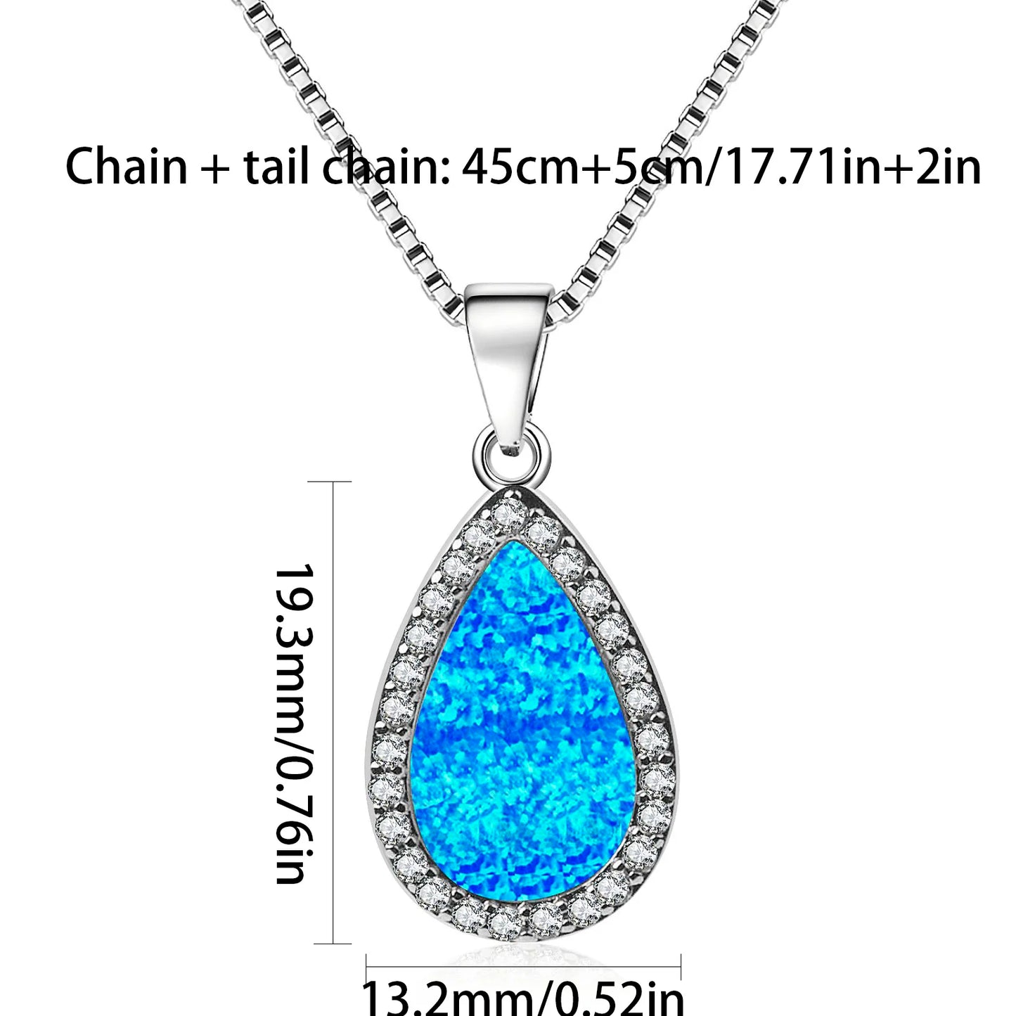 Aobao Vintage Natural Opal Inlaid Ellipse Silver Plated Pendant Necklace Party Jewelry for Women