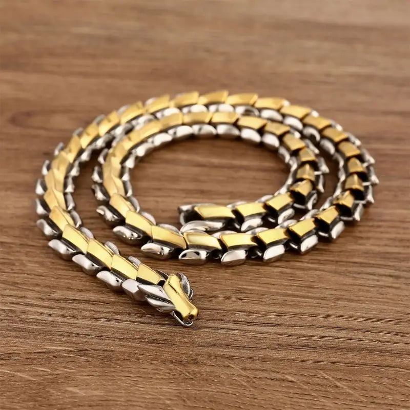 REBEL VIKING Jormungandr World Serpent King Chain Necklace – Stainless Steel